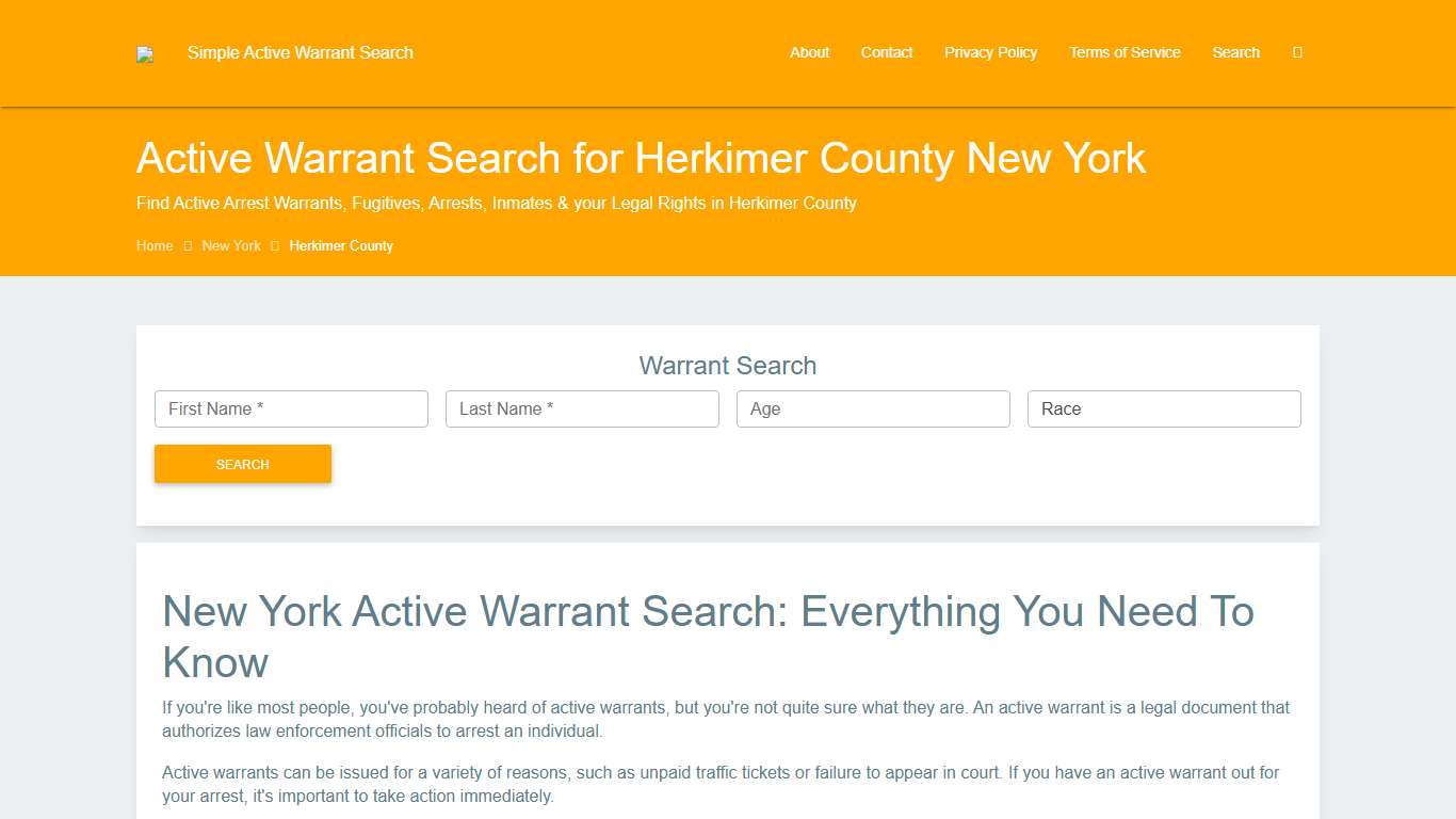 Active Warrant Search in Herkimer County New York - Outstanding Warrants